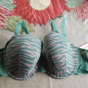 Third Love Green and  Zebra Print Under Wire Bra Size 44C
